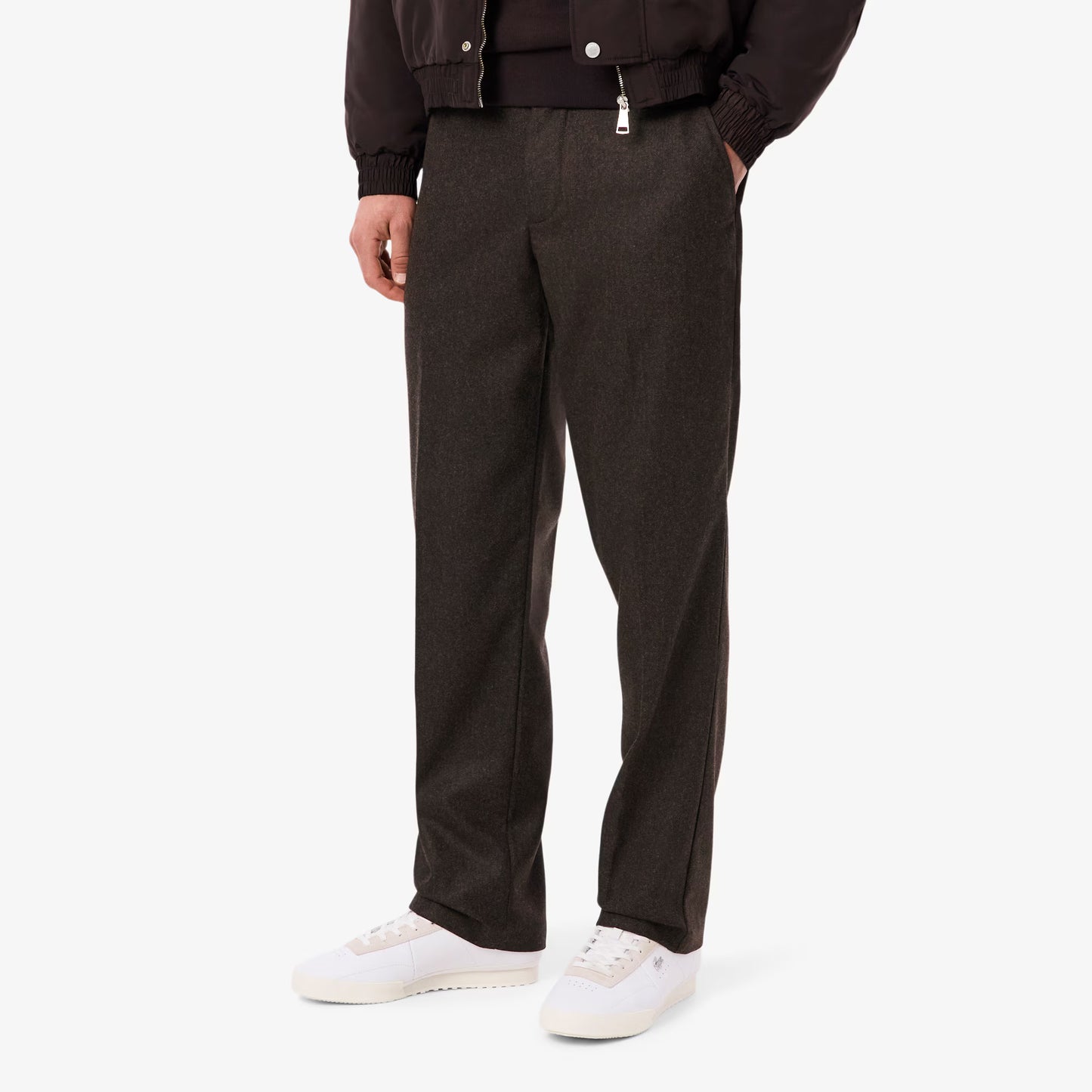 Gerade geschnittene Wollhose mit Chevron-Muster