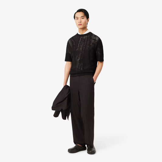 Straight Fit Striped Cotton Suit Pants