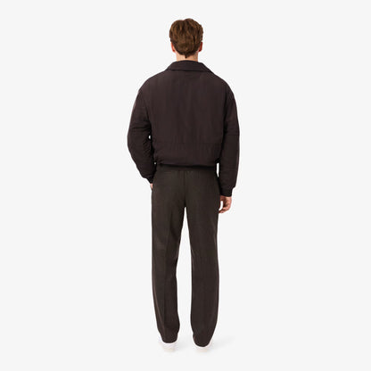 Gerade geschnittene Wollhose mit Chevron-Muster