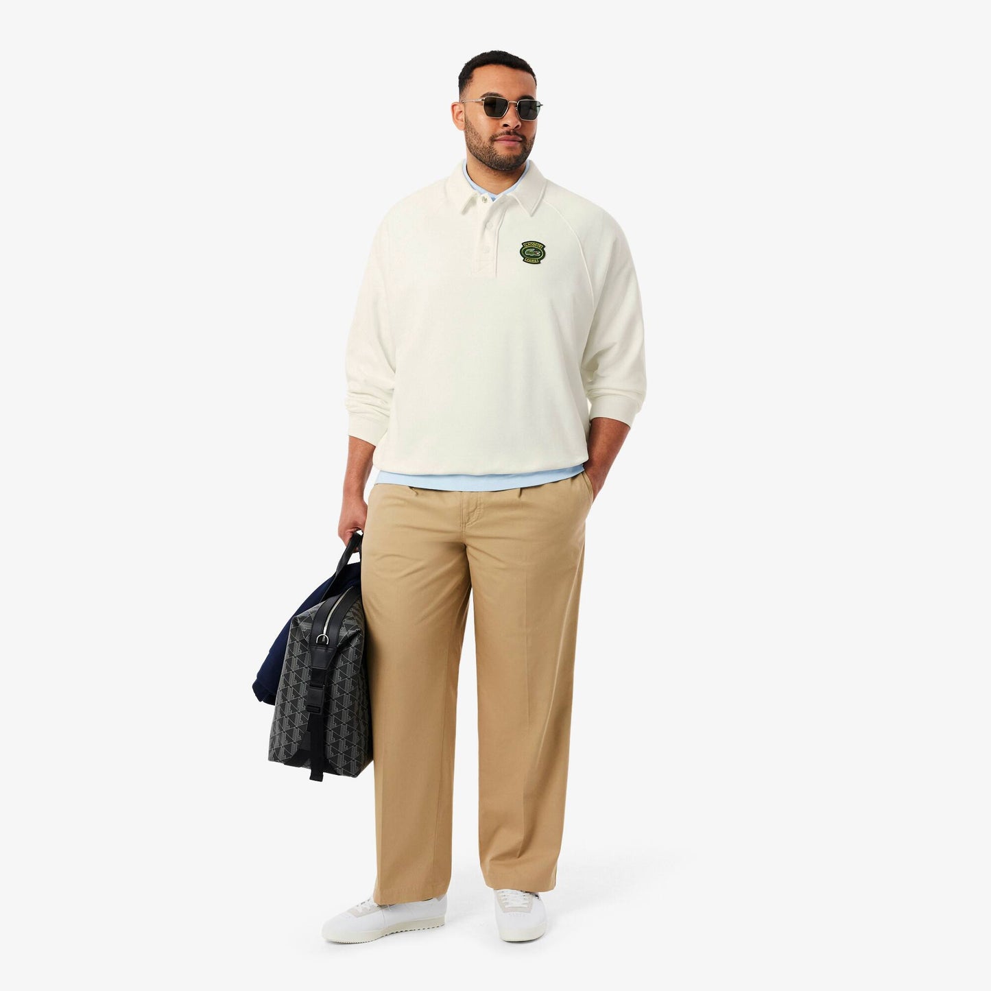 Locker geschnittenes Fleece-Sweatshirt mit Polokragen
