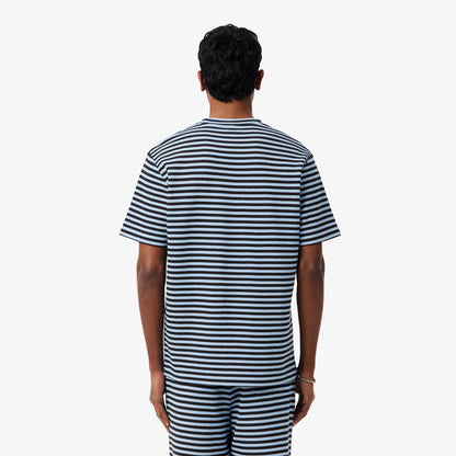 Gestrichelte Baumwoll-T-Shirt mit Textur