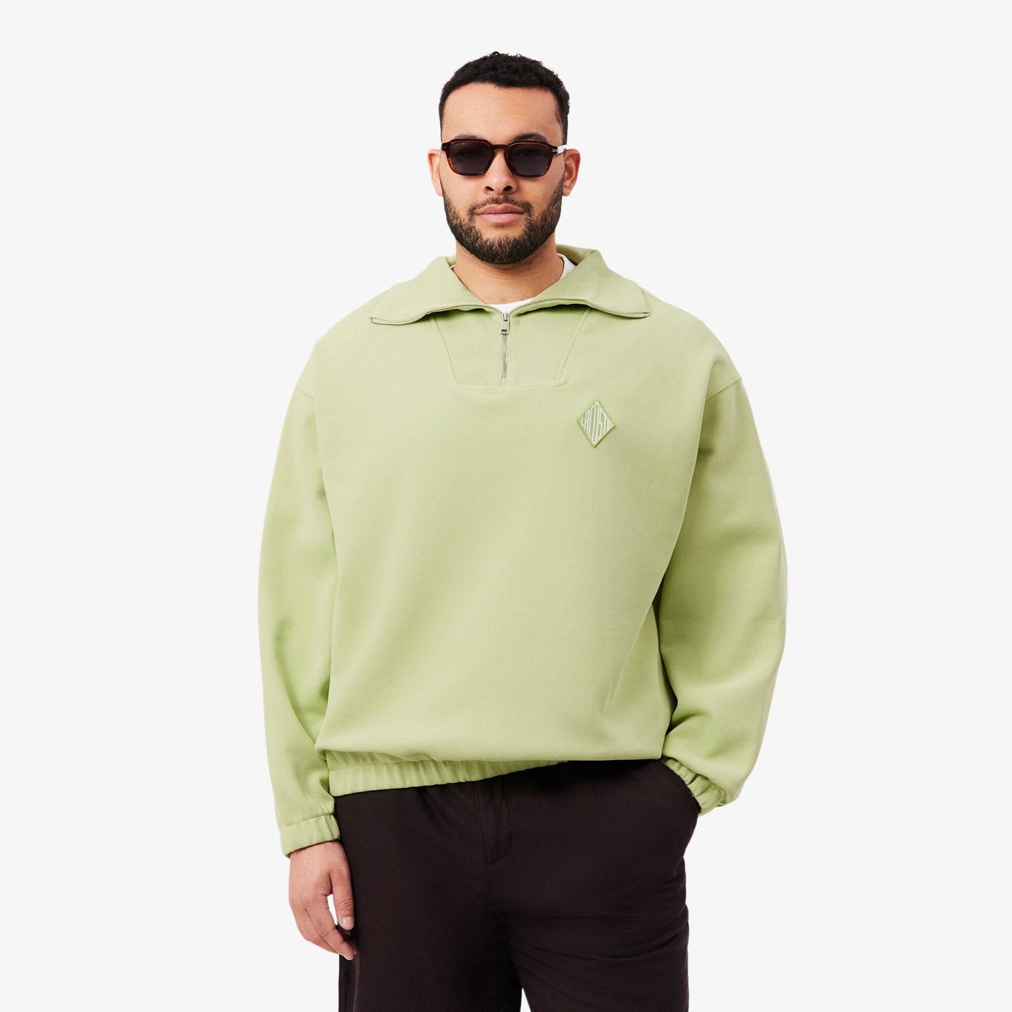 Sweatshirt aus Pikee mit Reißverschluss am Hals und lockerer Passform